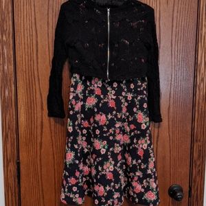 By & By Girl Dress with Black Lace Shawl